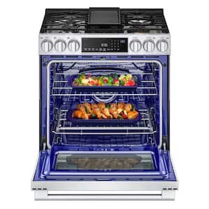 6.3 cu. ft. 30 in. Smart Slide-in Dual Fuel Range with Gas Stove and Electric Oven in. PrintProof Stainless Steel