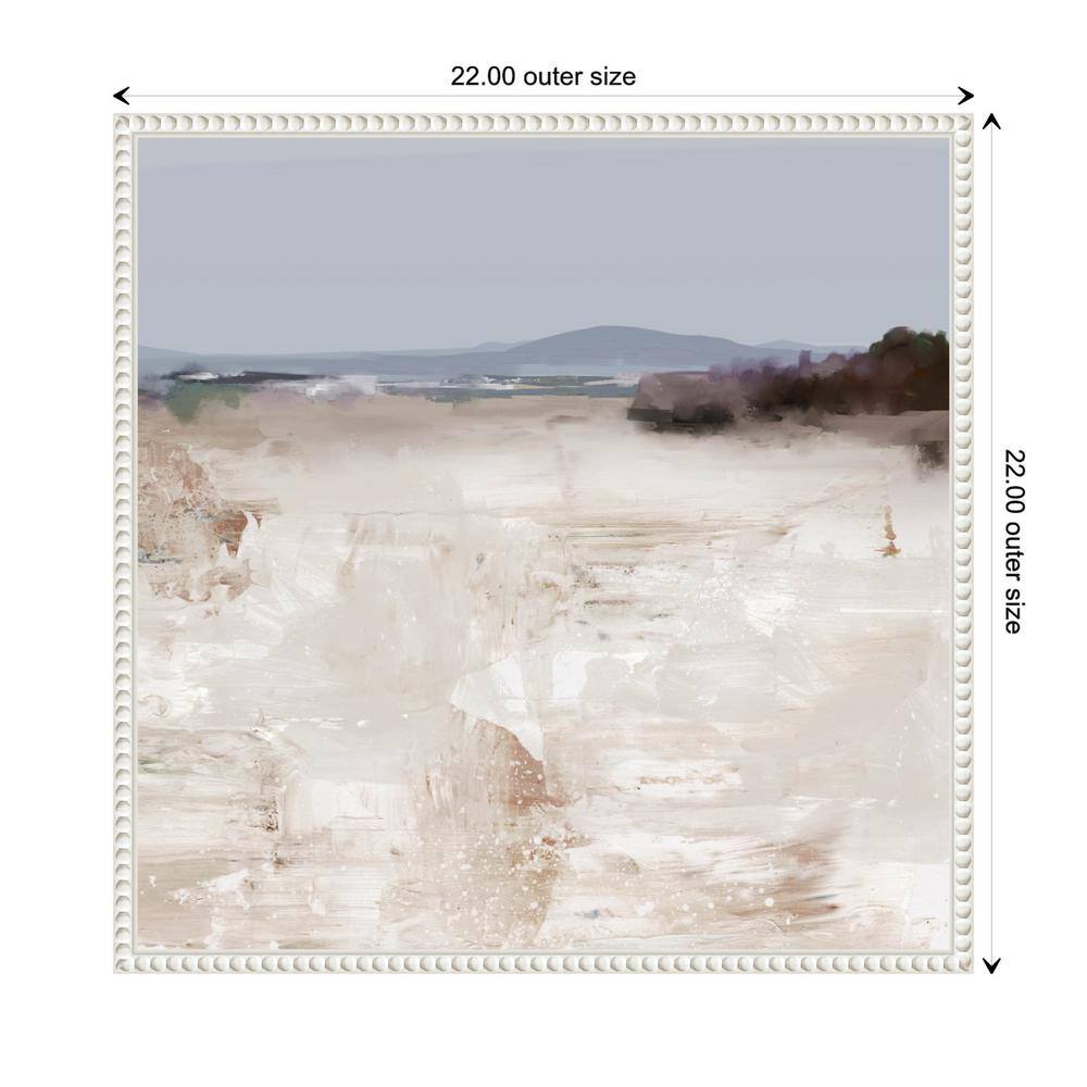 Serene Shoreline Abstract Landscape Canvas with Beaded Frame
