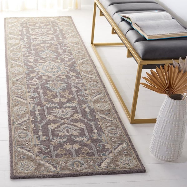 Blossom Dark Grey/Light Brown 2 ft. x 8 ft. Border Runner Rug