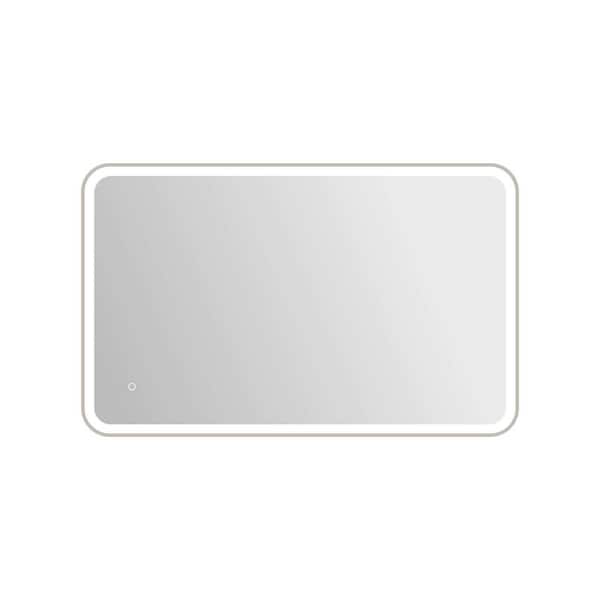 30 in. W x 48 in. H Rectangle Framed LED Wall Mirror in Silver