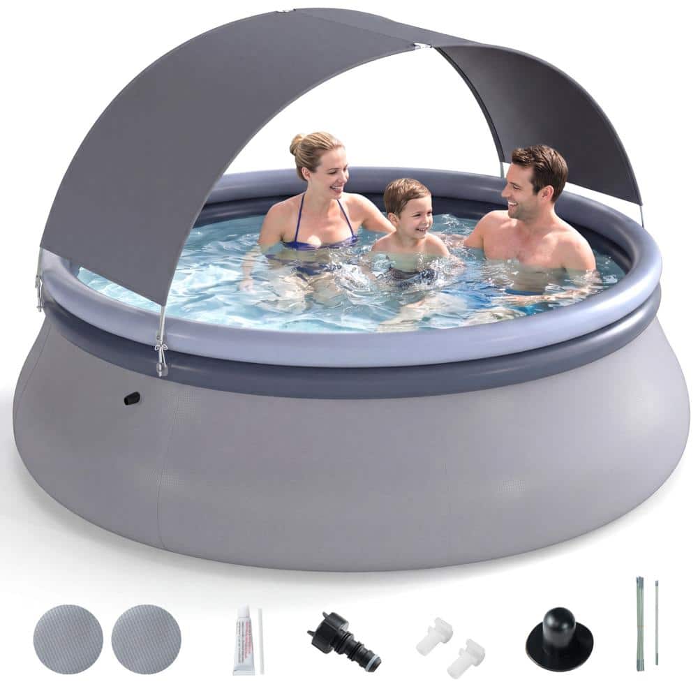 94.5 in. Dia. PVC Inflatable Pool with UPF 50+ Shade Tent and 475 Gal. Capacity, Blue and Gray price history on PriceWatchPro