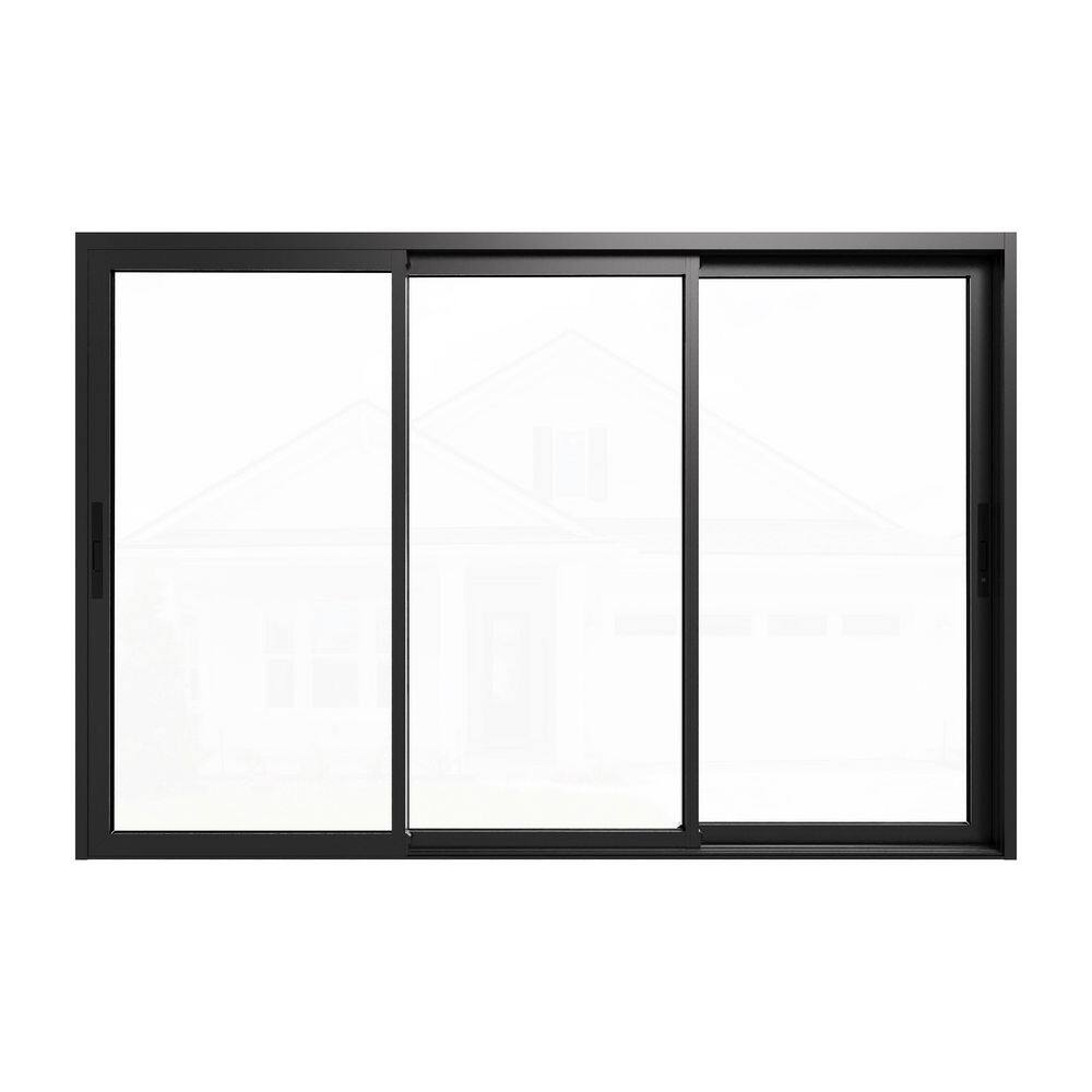 120 in. x 80 in. 3 Panel Matte Black Universal Aluminum Multi-Sliding Patio Door with Double Glazed Low-E Glass price history on PriceWatchPro