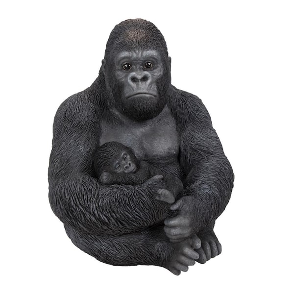 Gorilla Sitting With Baby Garden Statue