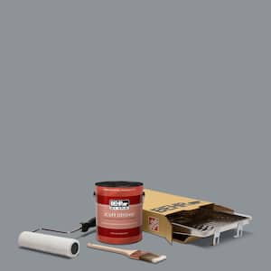 1 gal. #PPU18-04 Dark Pewter Ultra Extra Durable Flat Interior Paint and 5-Piece Wooster Set All-in-One Project Kit