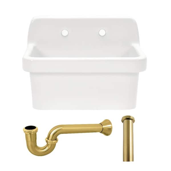 Doriteal 24 in. Wall Mount Single Ceramic Kitchen Sink with Accessories