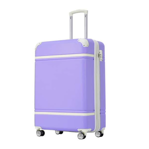 Tatahance 20 in. Purple Vintage Luggage Expandable Lightweight Suitcase with TSA Lock and Spinner Wheels