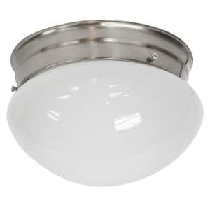 Charlyn 7.5 in. 45-Watt Brushed Nickel Integrated LED Flush Mount with Frosted Glass Silver Shade
