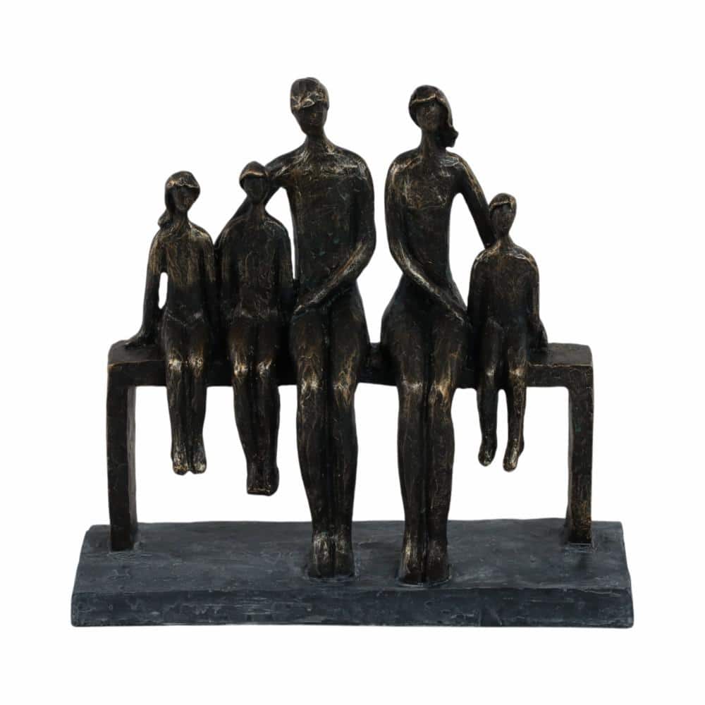Bronze Resin Family Sculpture 10" Wall Mounted