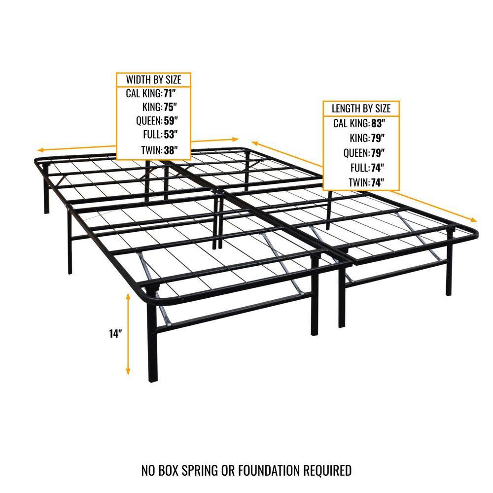 King Black Metal Platform Bed Frame with Storage