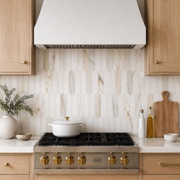 MSI Arabescato Venato White 12x12x0.38 in. Honed Marble Picket
