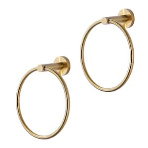 Wall Mounted Double Towel Rings Stainless Steel in Brushed Gold