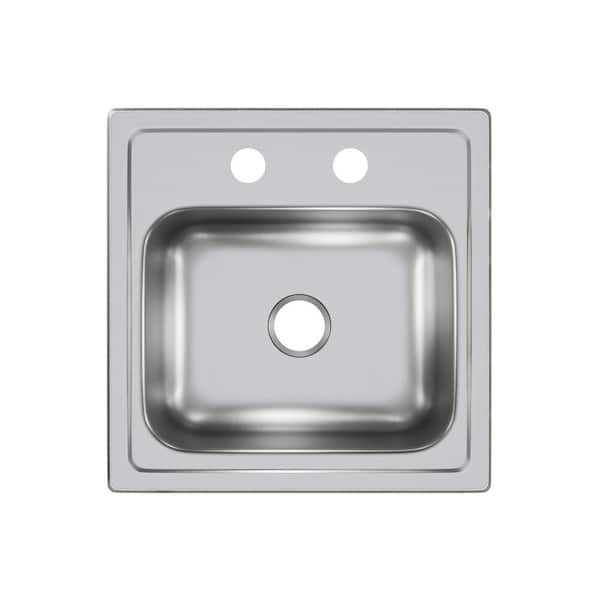 Elkay 15 in. Drop-in Single Bowl 20 Gauge Stainless Bar Sink with Faucet and Strainer Basket