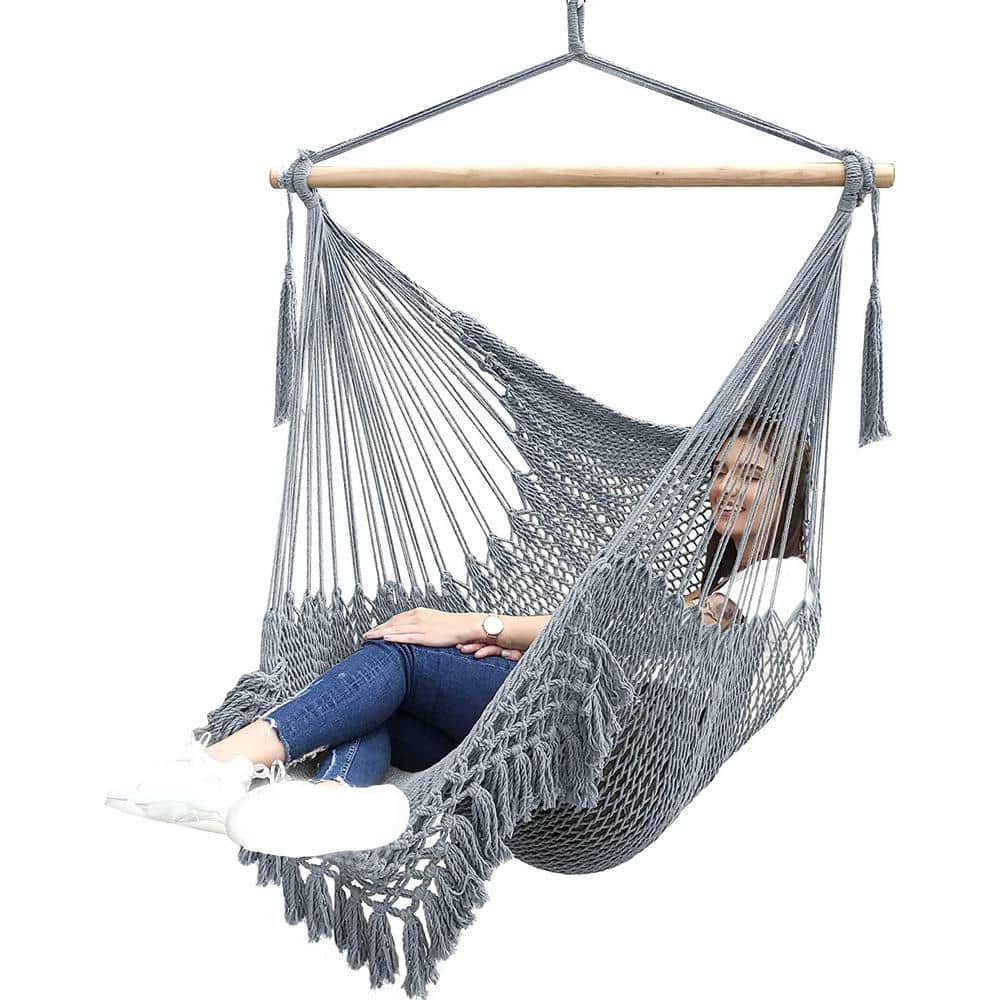 Hammock Chair Super Large Hanging Chair Soft-Spun Cotton Rope