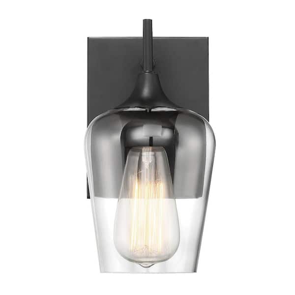 Savoy House Octave 4.87 in. W x 9.5 in. H 1-Light English Bronze Wall Sconce with Clear Glass Shade