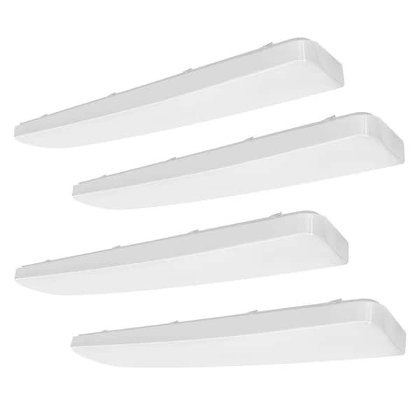 48 in. x 10 in. 300-Watt Equivalence Integrated LED Flush Mount Light 4800 Lumen 4000K with White Acrylic Shade 4-Pack