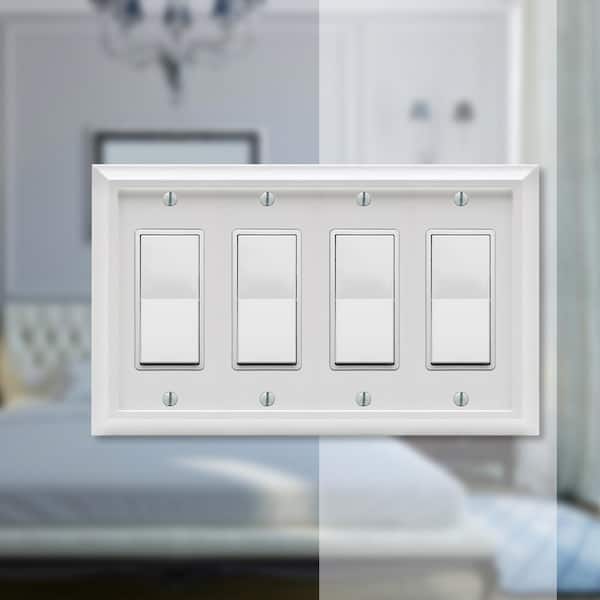 Deerfield 4 Gang Rocker Composite Wall Plate - White