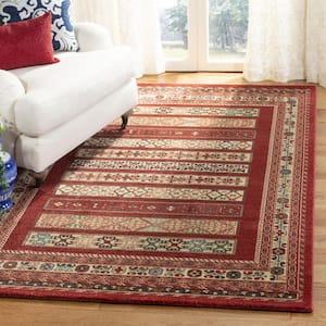 Mahal Red/Cream 7 ft. x 7 ft. Border Geometric Medallion Floral Square Area Rug