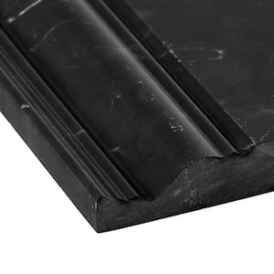 Blackout Nero Marquina 4.75 in. x 12 in. Honed Marble Base Molding Tile Trim