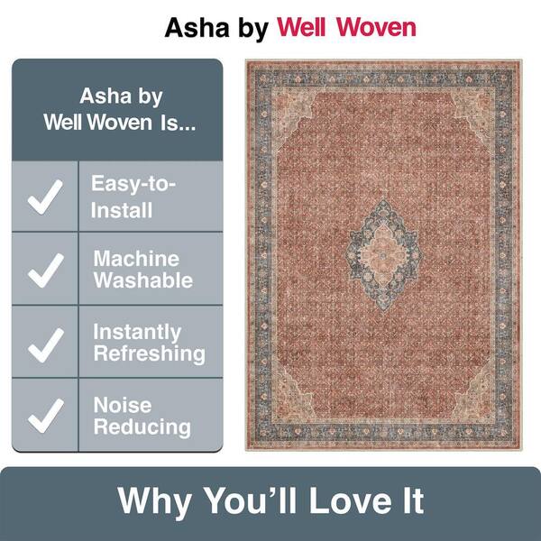 Well Woven Red Blue 5 ft. 3 in. x 7 ft. 3 in. Asha Lilith Vintage