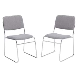 8600-Series Classic Grey Fabric Padded Signature Stack Chair (2 Pack)