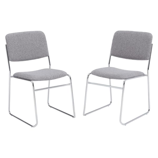 National Public Seating 8600-Series Classic Grey Fabric Padded Signature Stack Chair (2 Pack)