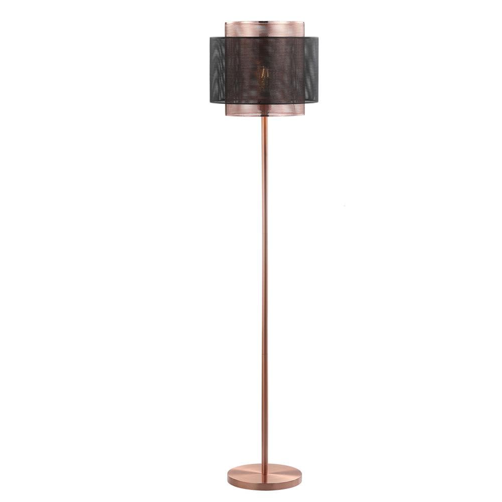 Tribeca Dual-Finish 60.5" Copper & Black Mesh LED Floor Lamp