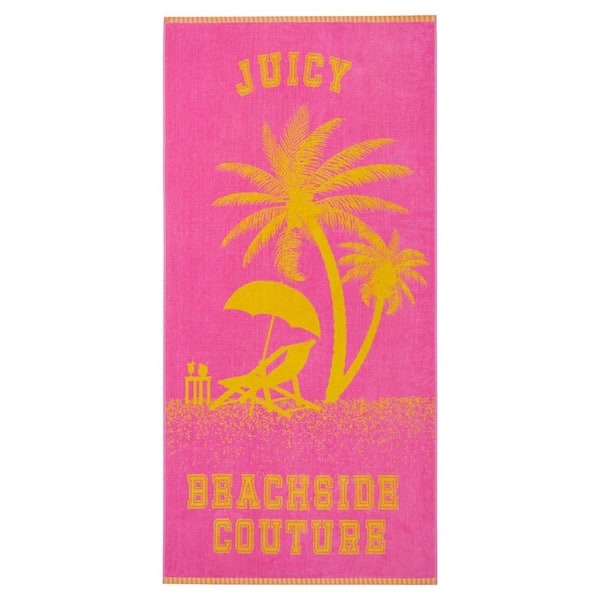Beachside Couture Hot Pink/Yellow Graphic Cotton Single Beach Towel