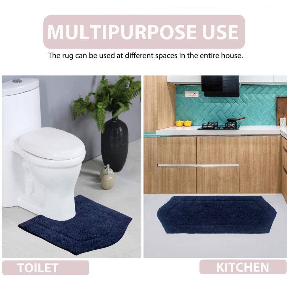 Luxurious Navy Cotton Tufted 30" Round Bath Rug
