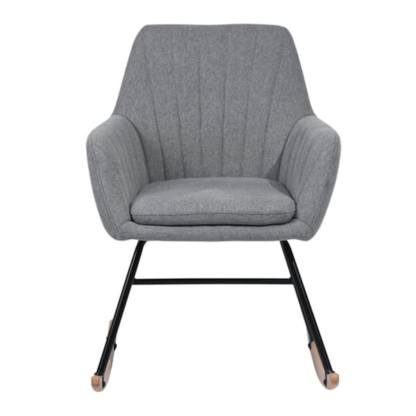 Spaco Gray Fabric Soft Upholstered Rocking Chair with Strong Wood Leg (Set of 1)