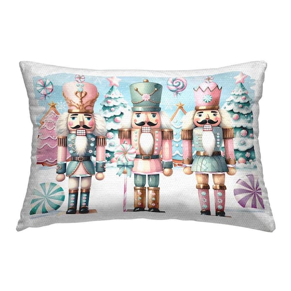 Stupell Industries Nutcrackers & Pastel Scenery Outdoor Printed Throw Pillow by Nicole DeCamp