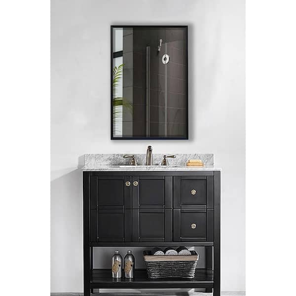 Medium Rectangle Ebony Beveled Glass Modern Mirror (34 in. H x 28 in. W)