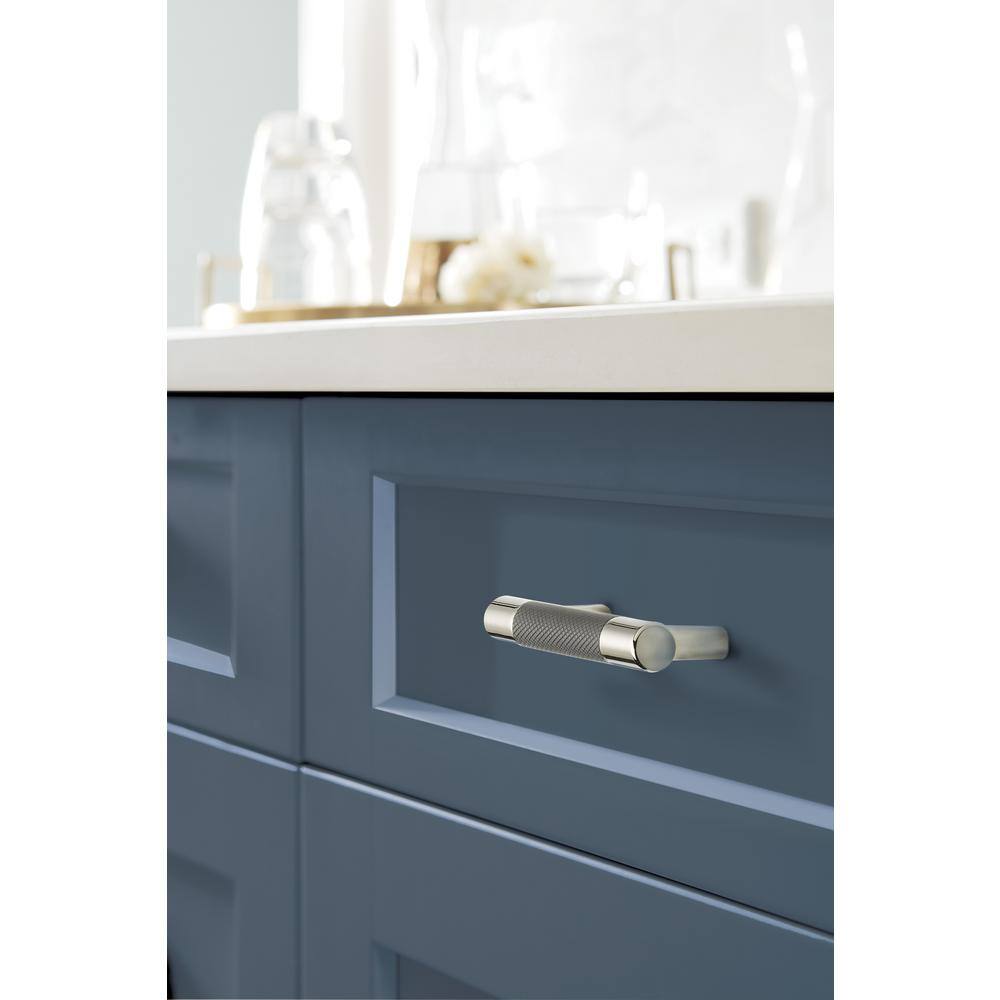 Polished Nickel and Black Bronze Cabinet Pull with Mounting Hardware