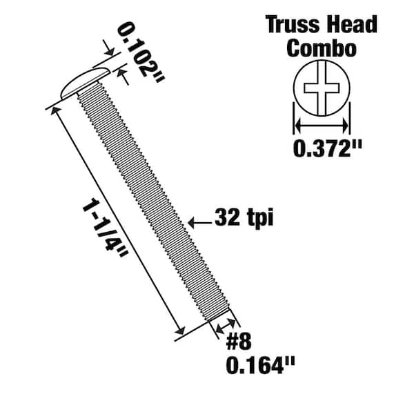 Everbilt #8-32 x 1-1/2 in. Combo Truss Head Zinc Plated Machine Screw (100-Pack) 800972