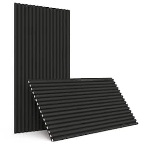 Charcoal 4/5 in. x 2 ft. x 3.93 ft. Wood Slat Acoustic 3D Sound Absorbing Decorative Wall Paneling (2-Pack/15.8 sq. ft.)