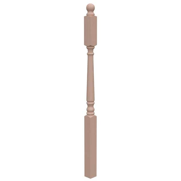 Stair Parts 4015 59 in. x 3 in. Unfinished Hemlock Ball Top Landing Newel Post for Stair Remodel