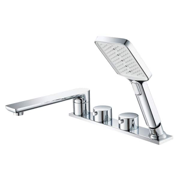 Widespread 2-Handle Deck Mount Roman Tub Faucet with Hand Shower in Chrome