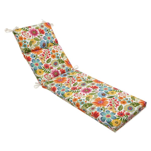 Pillow Perfect Floral 21 x 28.5 Outdoor Chaise Lounge Cushion in Blue/Purple Gregoire
