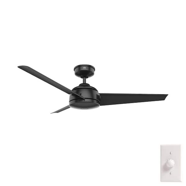 Hunter Trimaran 52 in. Outdoor Matte Black Ceiling Fan with Wall Control Included For Patios or Bedrooms