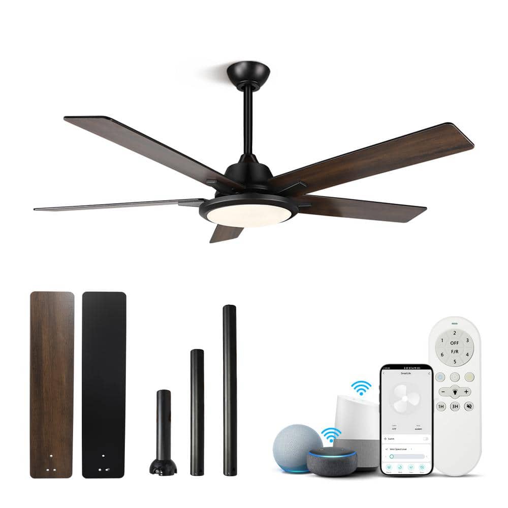 52 in. Indoor/Outdoor Black Smart Wi-Fi Ceiling Fan w/Color Changing Integrated LED & Remote, Works w/Alexa/Google Home price history on PriceWatchPro