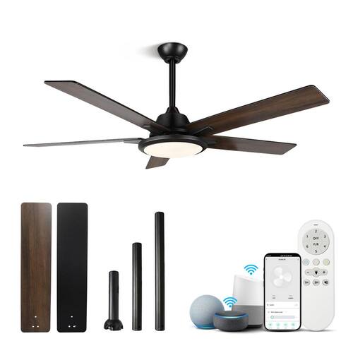 52 Indoor/Outdoor Black Smart Wi-Fi Ceiling Fan w/Color