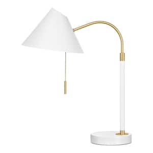 Tramble 20 in. White Metal Shade Table Lamp with Pull Chain Switch