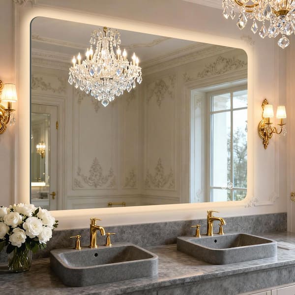 35.9 in. W x 47.9 in. H Rectangular Frameless LED Adjustable Backlit Large Area Anti-Fog Wall Mount Bathroom Mirror