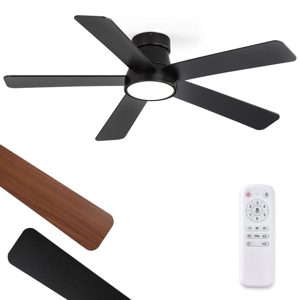 48 in. Indoor Black Low Profile 6-Speed 3-Color Ceiling Fan with Light Kit and Remote Control and DC Motor price history on PriceWatchPro