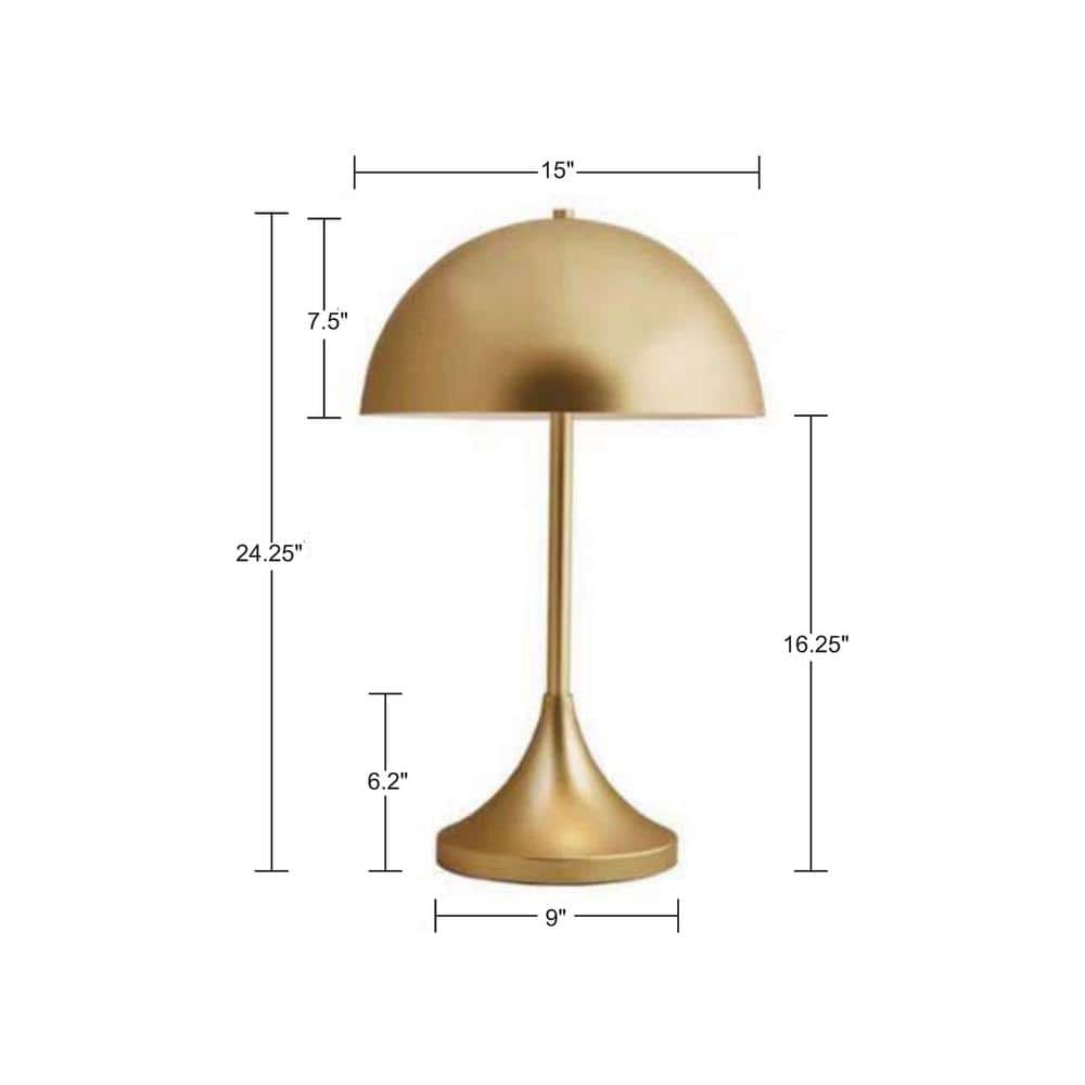 Gold Dome-Shaped 2-Light Iron Table Lamp with Switch Control