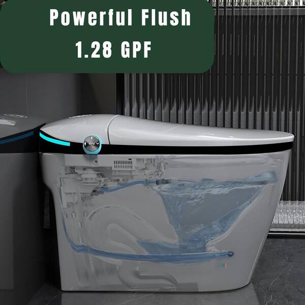 Luxury Smart Toilet with Bidet and Deodorizing Features - 1.28 GPF, White
