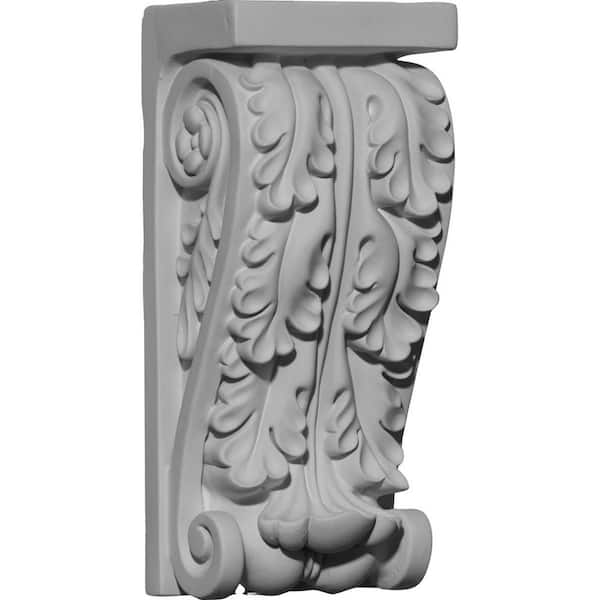 Ekena Millwork 3-3/8 in. x 2-1/2 in. x 7-3/4 in. Primed Polyurethane Oxford Oak Leaf Corbel