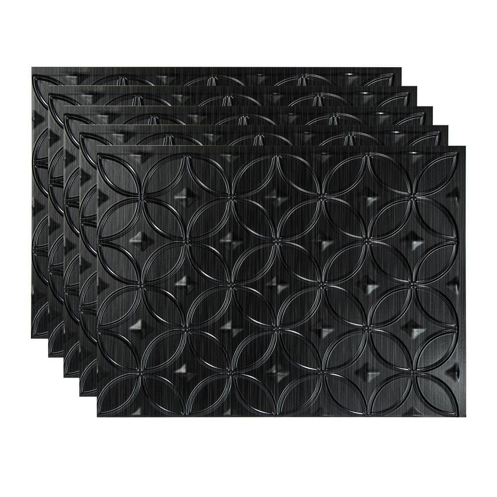 Fasade Brushed Onyx 18 in. x 24 in. Rings Vinyl Backsplash Panel (Pack