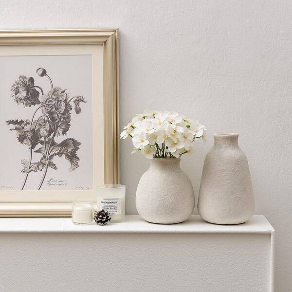 8.23 in. Vintage Farmhouse Series Off White Terracotta Cylinder