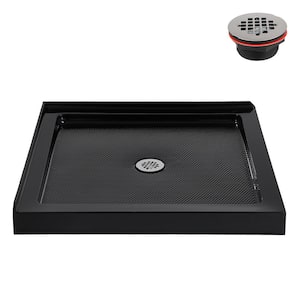 NT-2141-36BL-CR 36 in. L x 36 in. W Corner Acrylic Shower Pan Base in Glossy Black with Center Drain, ABS Drain Included