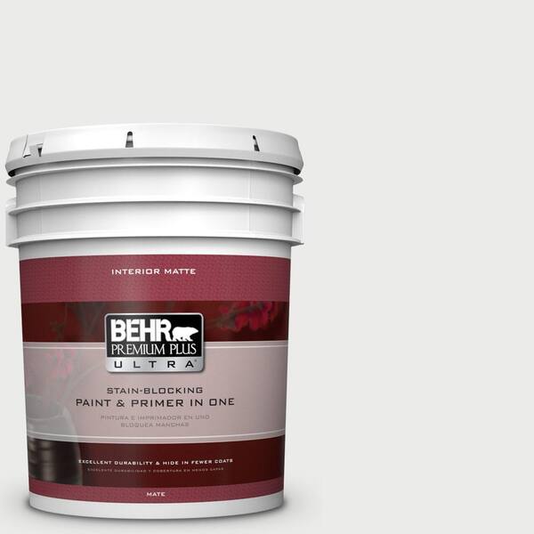 BEHR Premium Plus Ultra 5 gal. #50 Ultra Pure White Matte Interior Paint and Primer in One